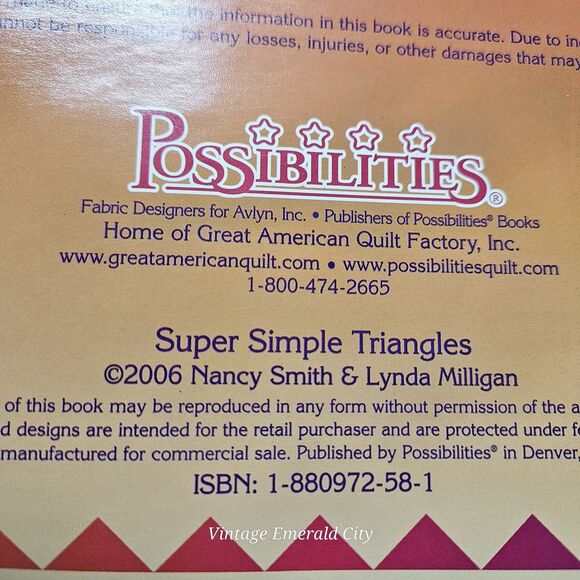 Vtg Super Simple Triangles Book Nancy Smith & Lynda Milligan Quilt Pattern 2006 - Picture 3 of 10
